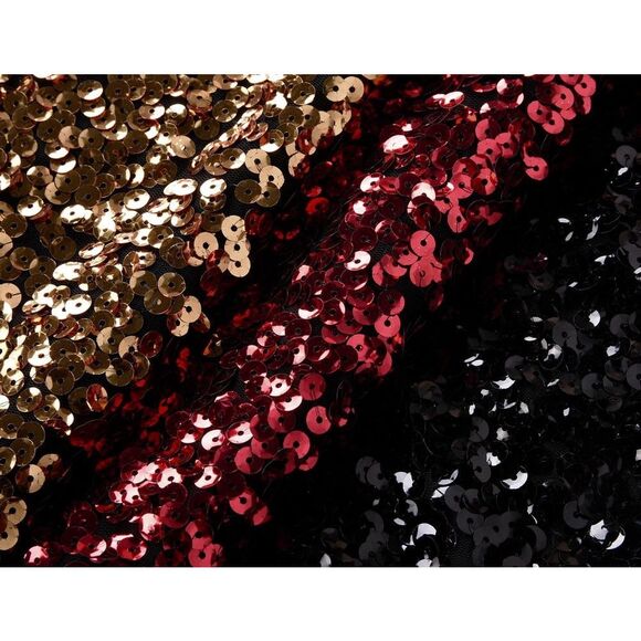 Sleeveless Womens Sequin Dress V Neck Bodycon Mini large Black & Red & Gold - Picture 4 of 7